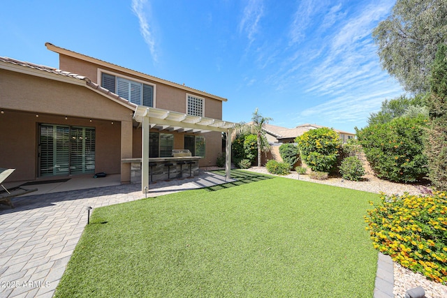 2886 E Hazeltine Way, Chandler, AZ 85249 - view of yard with fence, outdoor dry bar, a pergola, area for grilling, and a patio area