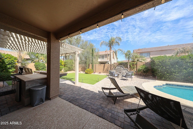 2886 E Hazeltine Way, Chandler, AZ 85249 - view of patio with a fenced in pool, a fenced backyard, and a pergola