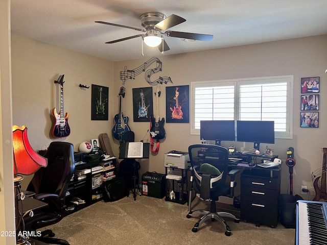 6049 S Wilson Dr, Chandler, AZ 85249 - carpeted home office featuring a ceiling fan