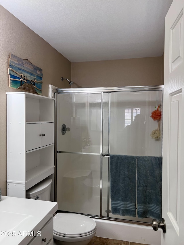 6049 S Wilson Dr, Chandler, AZ 85249 - full bathroom featuring a stall shower, toilet, and vanity