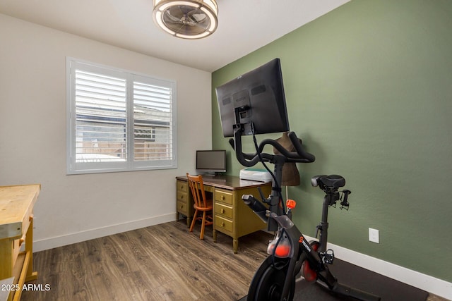 home office featuring hardwood / wood-style floors