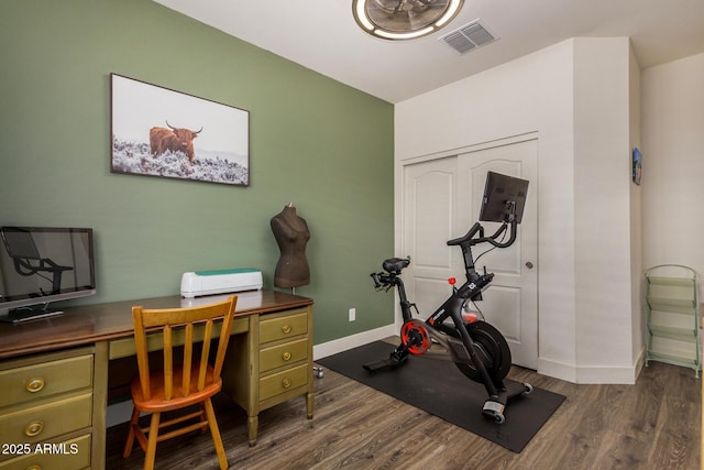 office space featuring dark hardwood / wood-style floors