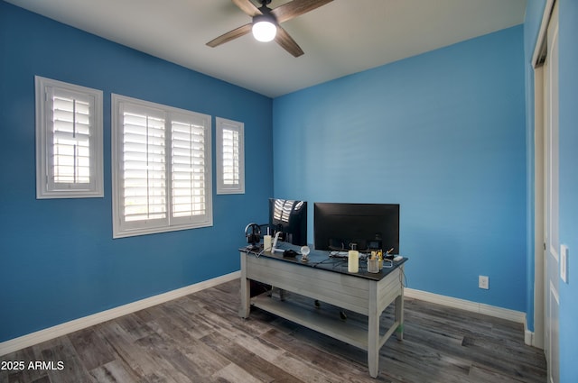 18175 W Highland Ave, Goodyear, AZ 85395 - office space with baseboards, a ceiling fan, and wood finished floors