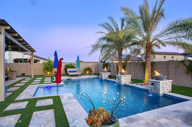 18175 W Highland Ave, Goodyear, AZ 85395 - view of pool with a fenced in pool, a fenced backyard, and a patio area
