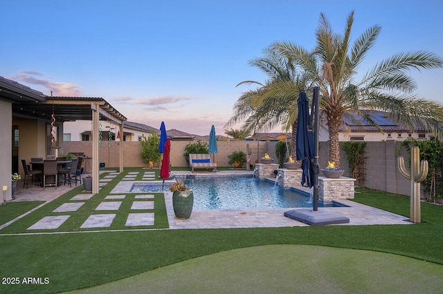 18175 W Highland Ave, Goodyear, AZ 85395 - view of swimming pool featuring a patio, a fenced in pool, and a fenced backyard