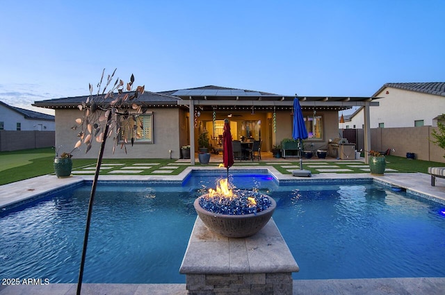 18175 W Highland Ave, Goodyear, AZ 85395 - view of swimming pool with a fenced in pool, a fenced backyard, and a patio area