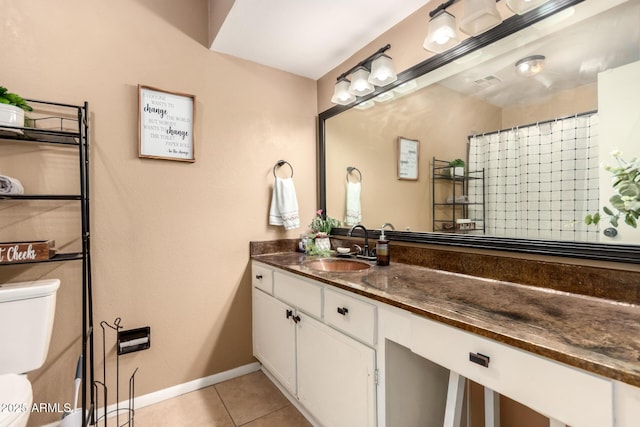 19258 N 20th Dr, Phoenix, AZ 85027 - full bathroom featuring tile patterned floors, toilet, vanity, baseboards, and visible vents