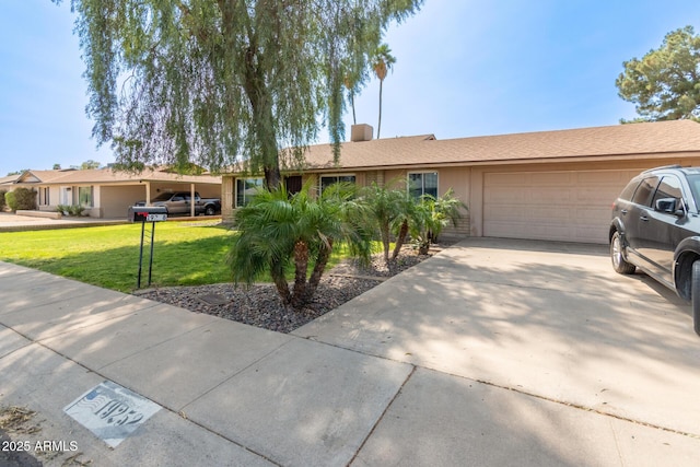 19258 N 20th Dr, Phoenix, AZ 85027 - ranch-style home featuring driveway, an attached garage, and a front lawn