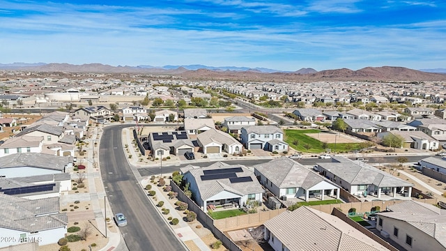 aerial view with a residential view and a mountain view