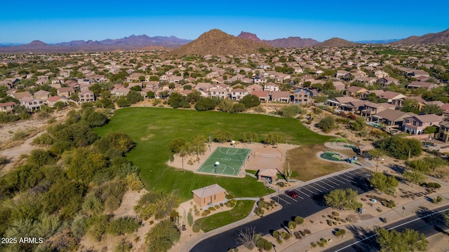 2742 N Augustine, Mesa, AZ 85207 - aerial view of property and surrounding area featuring a mountainous background and nearby suburban area