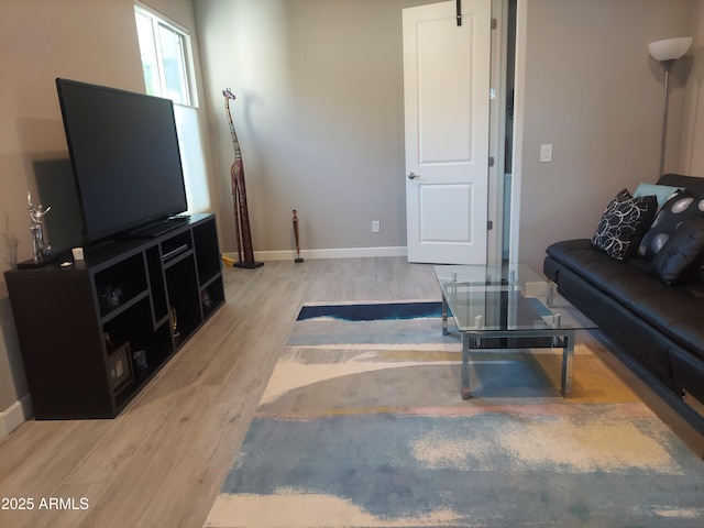 living room with light hardwood / wood-style floors