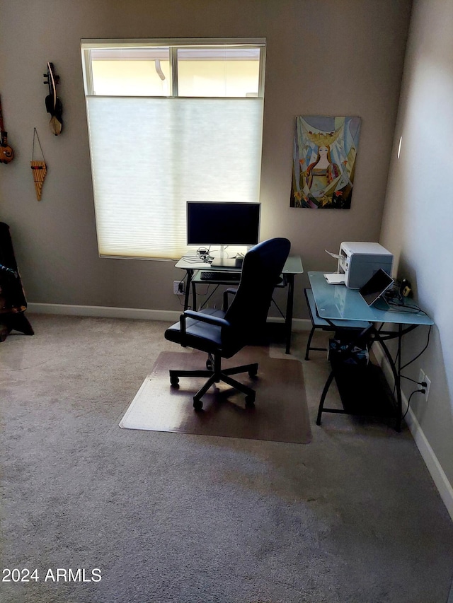 home office featuring carpet flooring