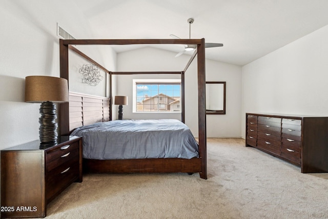 4563 E Libby St, Phoenix, AZ 85032 - bedroom with light carpet, lofted ceiling, and a ceiling fan