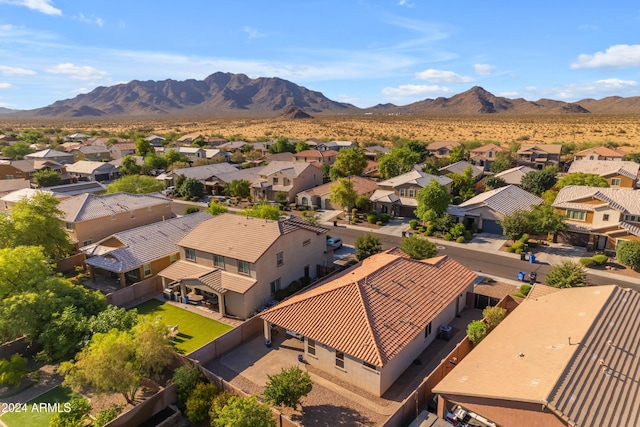 drone / aerial view with a mountain view