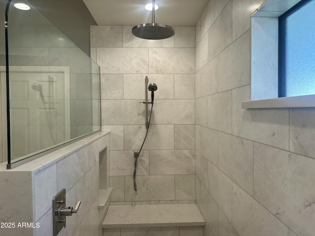 bathroom featuring walk in shower