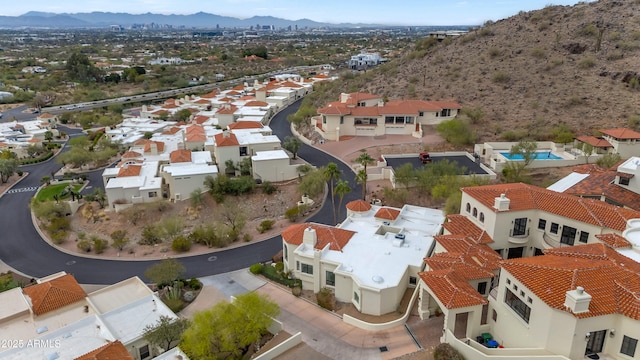 bird's eye view with a residential view and a mountain view