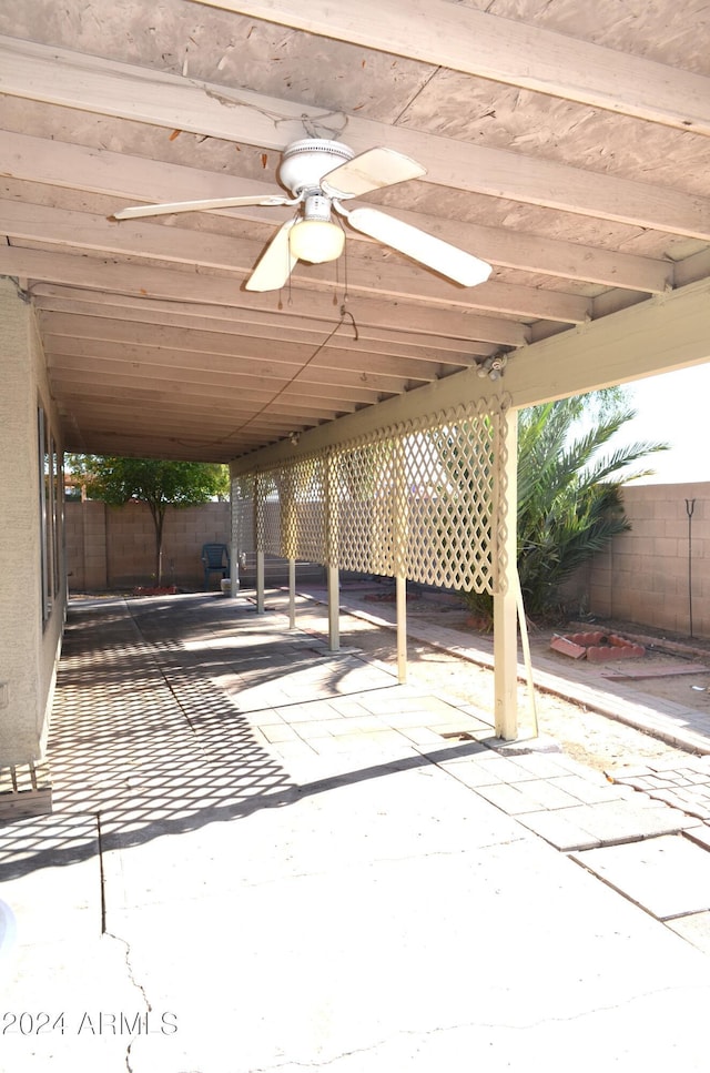 view of patio with ceiling fan