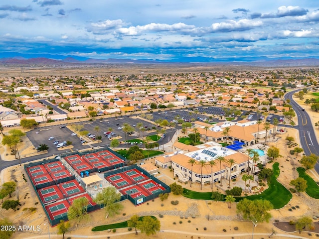 bird's eye view with a residential view and a mountain view