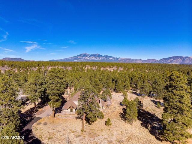 property view of mountains with a wooded view