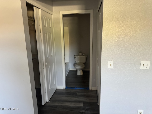 hallway featuring dark hardwood / wood-style floors