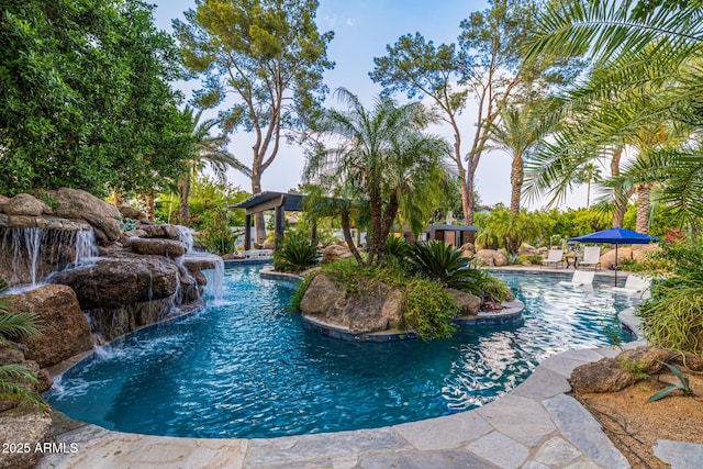 outdoor pool with a patio