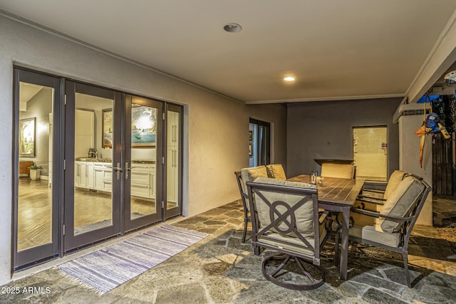 view of patio / terrace featuring french doors and outdoor dining area