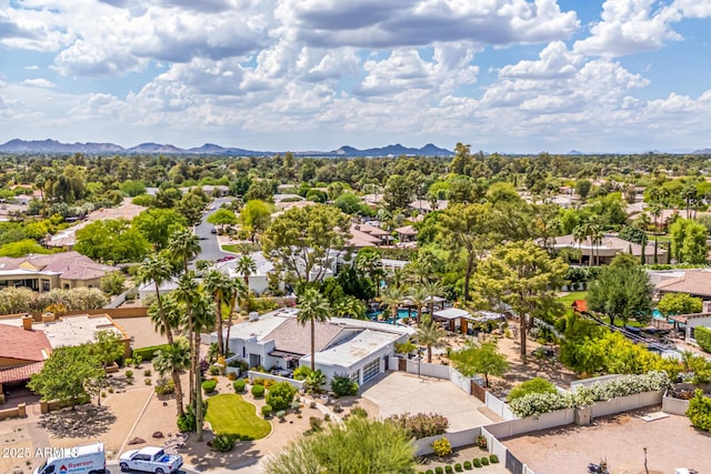 aerial perspective of suburban area with mountains