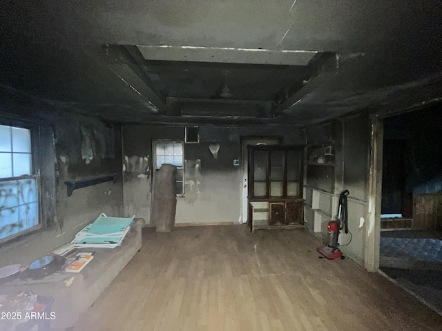 below grade area featuring wood finished floors