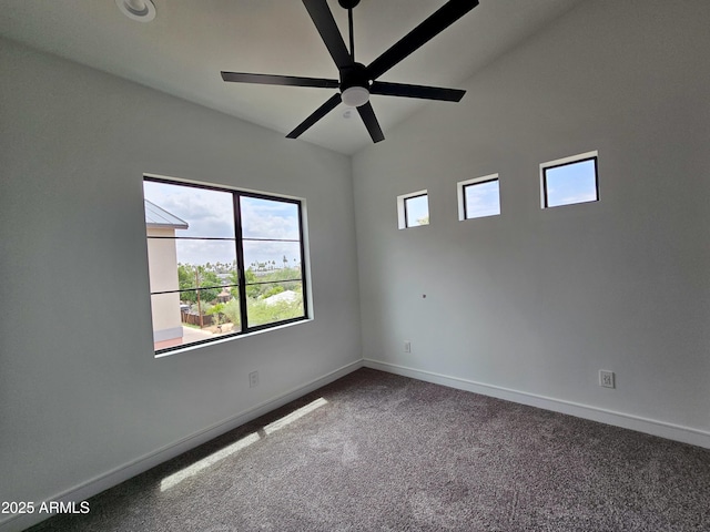 1401 S Rita Ln, Tempe, AZ 85281 - spare room with carpet, ceiling fan, and vaulted ceiling