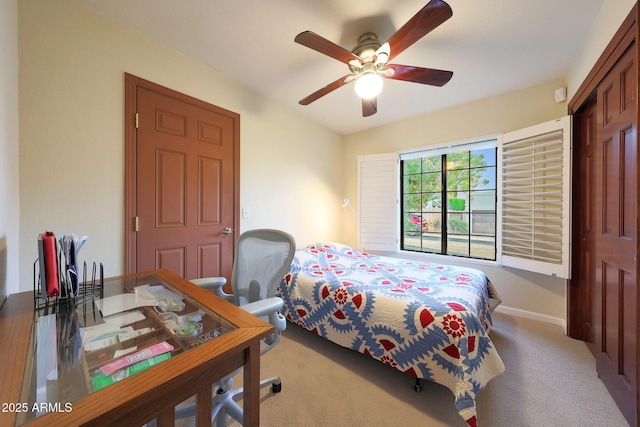3417 E Mission Ln E, Phoenix, AZ 85028 - bedroom featuring carpet floors, baseboards, and a ceiling fan
