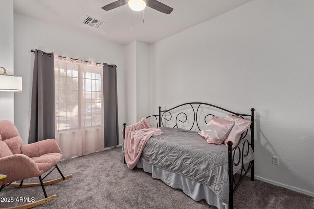 15246 N 138th Ln, Surprise, AZ 85379 - bedroom with visible vents, a ceiling fan, and carpet flooring