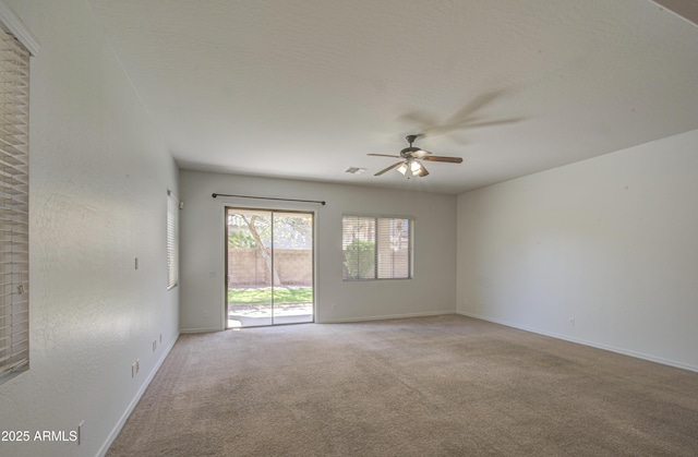 6192 S Claiborne Ave, Gilbert, AZ 85298 - carpeted spare room featuring visible vents, baseboards, and a ceiling fan