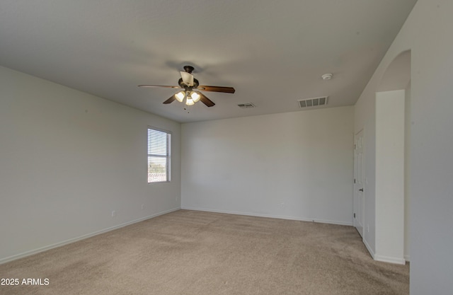 6192 S Claiborne Ave, Gilbert, AZ 85298 - unfurnished room featuring light carpet, ceiling fan, and visible vents