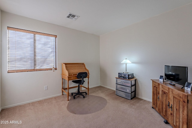 view of carpeted office space