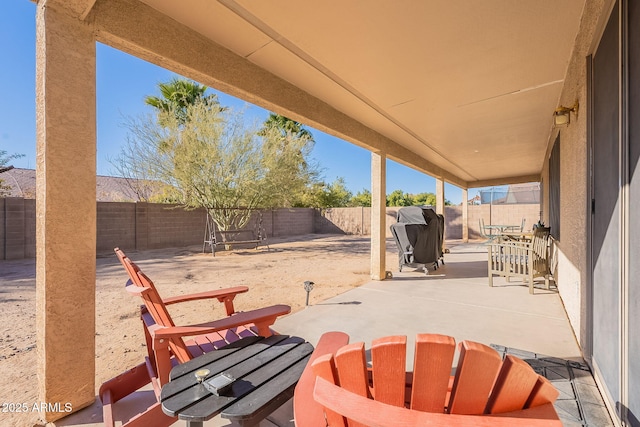 view of patio / terrace featuring a grill