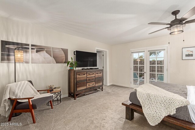 12866 W Orange Dr, Litchfield Park, AZ 85340 - bedroom featuring carpet, access to outside, baseboards, and a ceiling fan