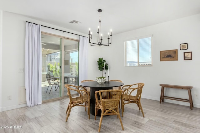 dining room featuring an inviting chandelier