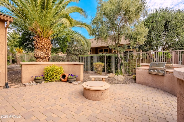 view of patio / terrace with fence private yard, area for grilling, and a grill