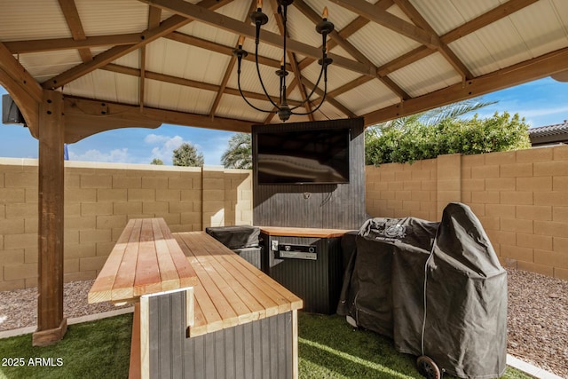 view of patio with a gazebo and grilling area