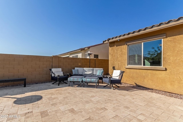 view of patio featuring an outdoor living space