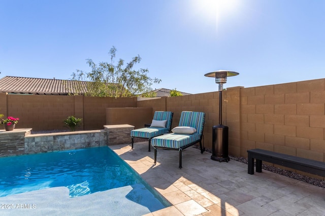 view of pool featuring pool water feature