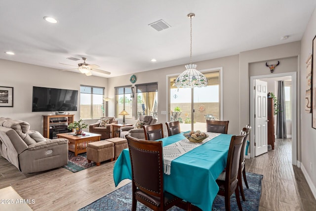 16756 S 181st Ln, Goodyear, AZ 85338 - dining area with wood finished floors, ceiling fan, and recessed lighting