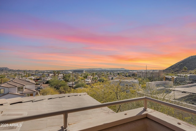 exterior space featuring a mountain view