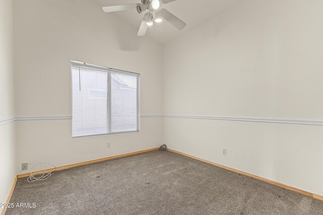 351 N Danyell Dr, Chandler, AZ 85225 - carpeted empty room featuring a ceiling fan, baseboards, and high vaulted ceiling