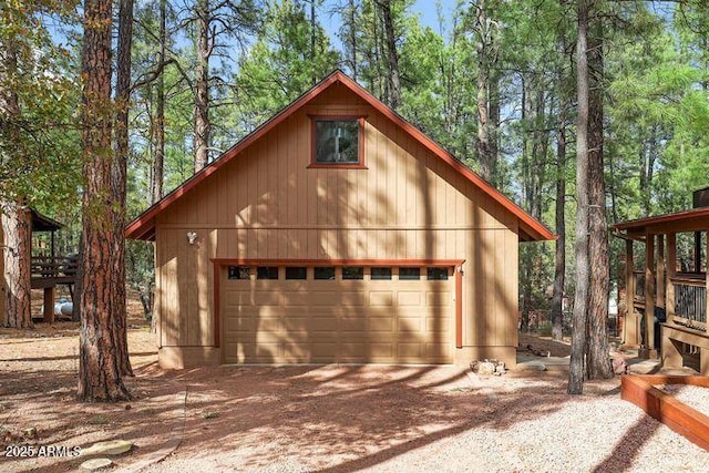 view of detached garage