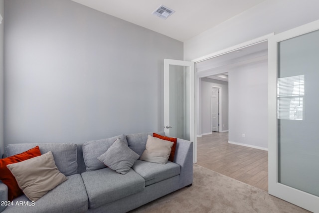 living room with hardwood / wood-style flooring