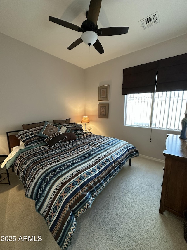 4116 E Sierra Sunset Trl, Cave Creek, AZ 85331 - bedroom with a ceiling fan, carpet, visible vents, and baseboards
