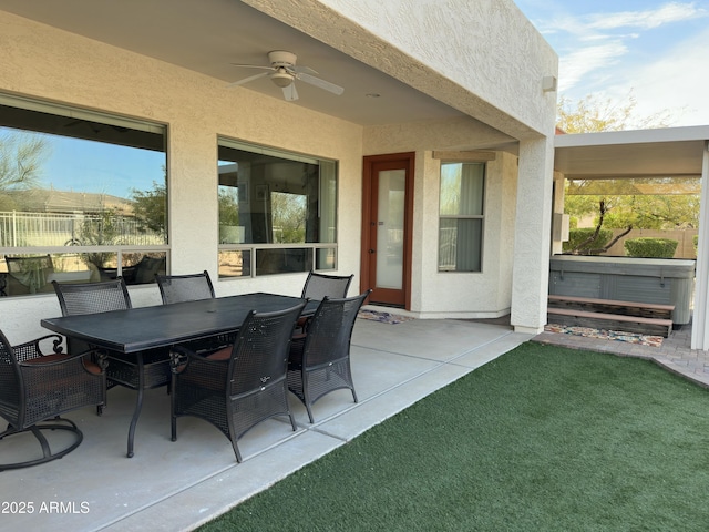 4116 E Sierra Sunset Trl, Cave Creek, AZ 85331 - view of patio / terrace with outdoor dining area and a ceiling fan