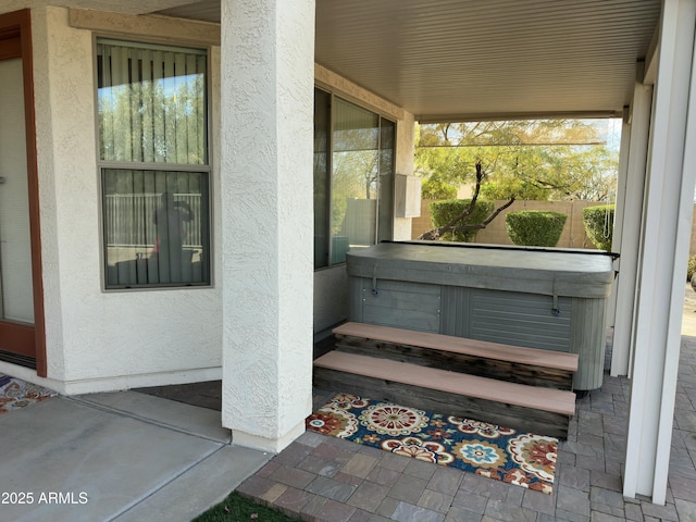 4116 E Sierra Sunset Trl, Cave Creek, AZ 85331 - exterior space featuring stucco siding and a hot tub