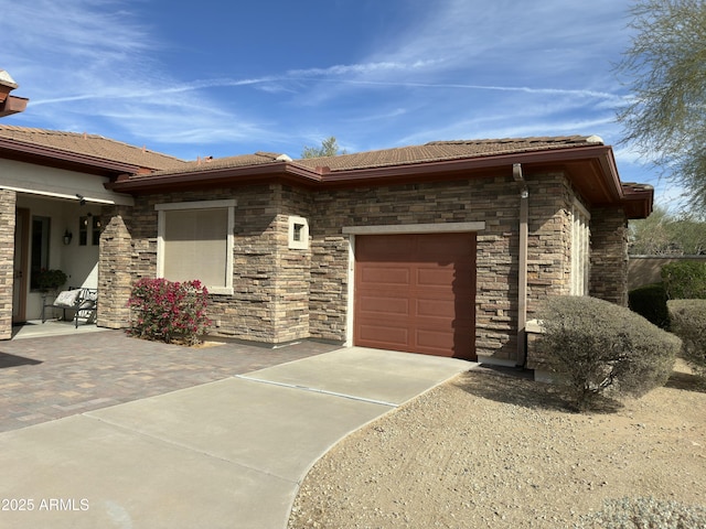 4116 E Sierra Sunset Trl, Cave Creek, AZ 85331 - view of front facade with a garage, a tiled roof, and driveway